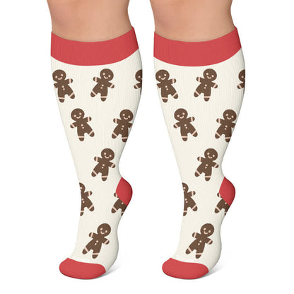 Chaussettes de compression grandes tailles à motifs de Noël - Rouge - 4XL - image 6