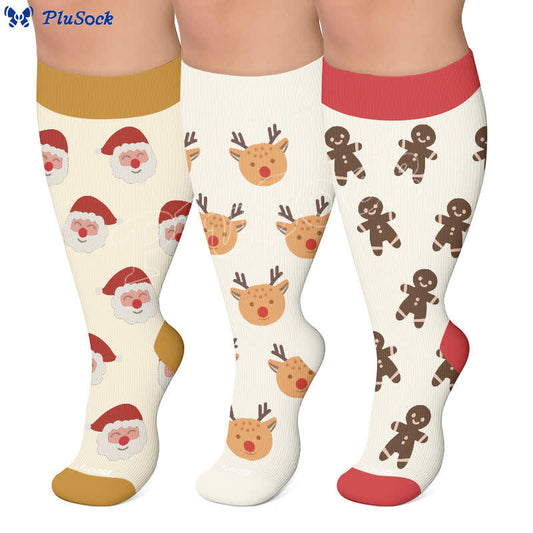 Chaussettes de compression grandes tailles à motifs de Noël - image 0