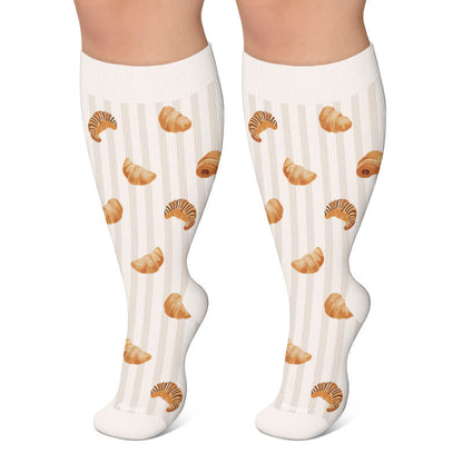 Chaussettes de compression Croissant Fraise Grande Taille - Beige - 4XL - image 5
