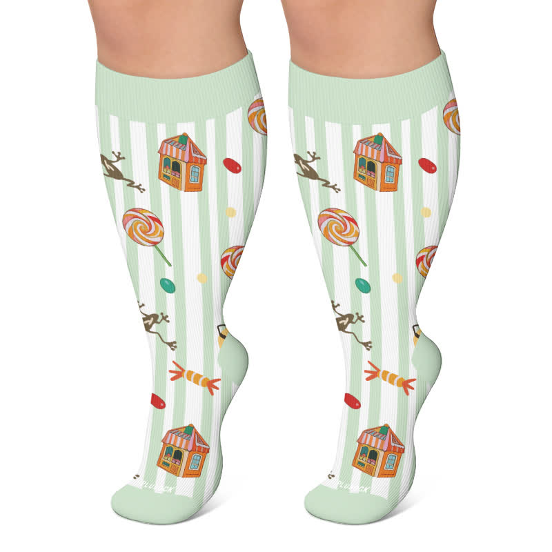 Chaussettes de compression Croissant Fraise Grande Taille - Vert - 4XL - image 4