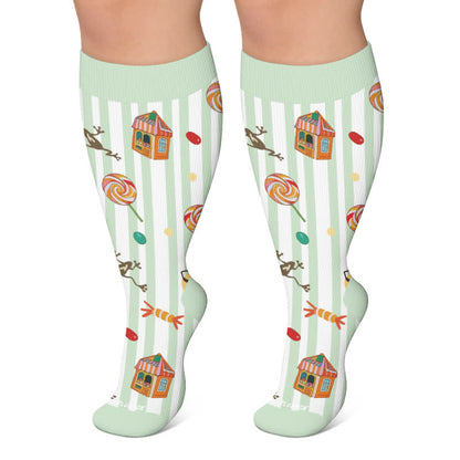 Chaussettes de compression Croissant Fraise Grande Taille - Vert - 4XL - image 4