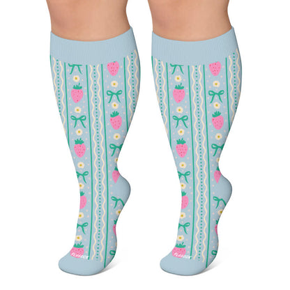 Chaussettes de compression Croissant Fraise Grande Taille - Bleu - 4XL - image 6