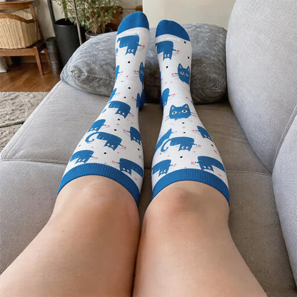 Chaussettes de compression grandes tailles à motif chat joueur - image 3
