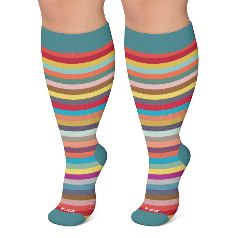 Chaussettes de compression rayées grandes tailles - Bleu - 4XL - image 4