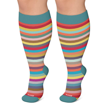 Chaussettes de compression rayées grandes tailles - Bleu - 4XL - image 4