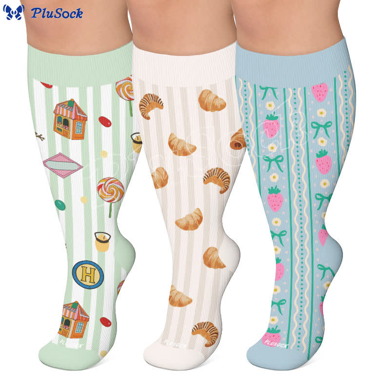 Chaussettes de compression Croissant Fraise Grande Taille - image 0