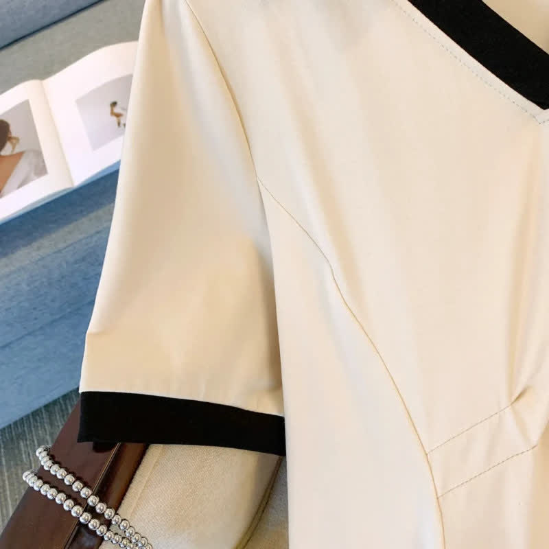 Robe midi décontractée à col contrastant - image 6