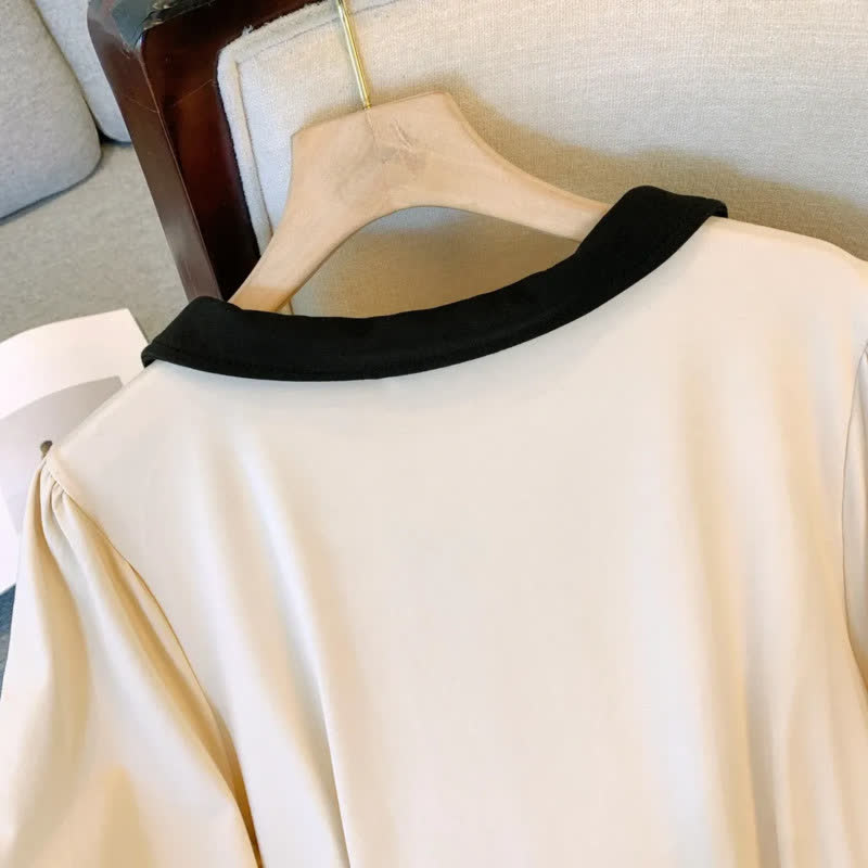 Robe midi décontractée à col contrastant - image 5