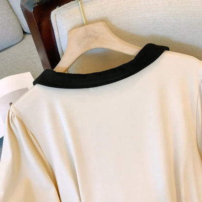 Robe midi décontractée à col contrastant - image 5