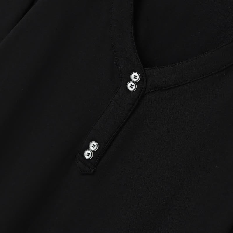 Chemisier grande taille à col V boutonné en mélange de coton - image 4