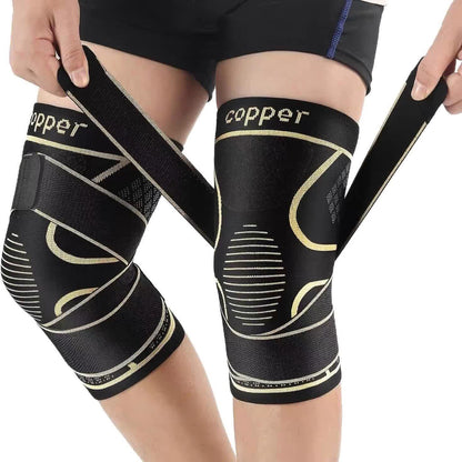 Genouillère de compression en maille de cuivre - Noir - 2XL - image 0