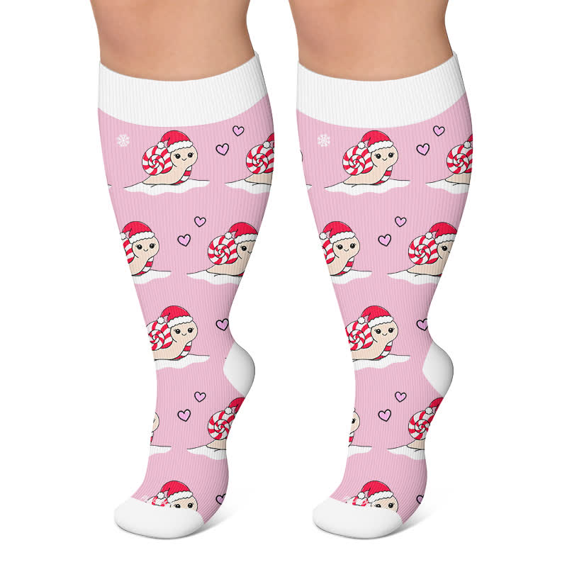 Chaussettes de compression pour chien à motifs d'escargots de Noël grandes tailles - Rose - 4XL - image 4