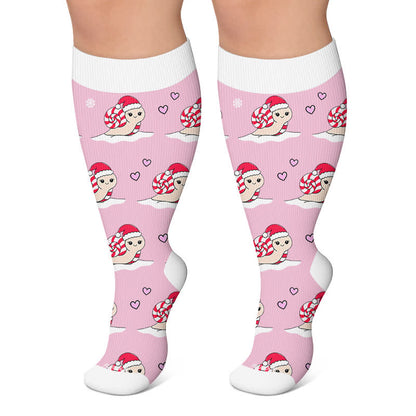 Chaussettes de compression pour chien à motifs d'escargots de Noël grandes tailles - Rose - 4XL - image 4