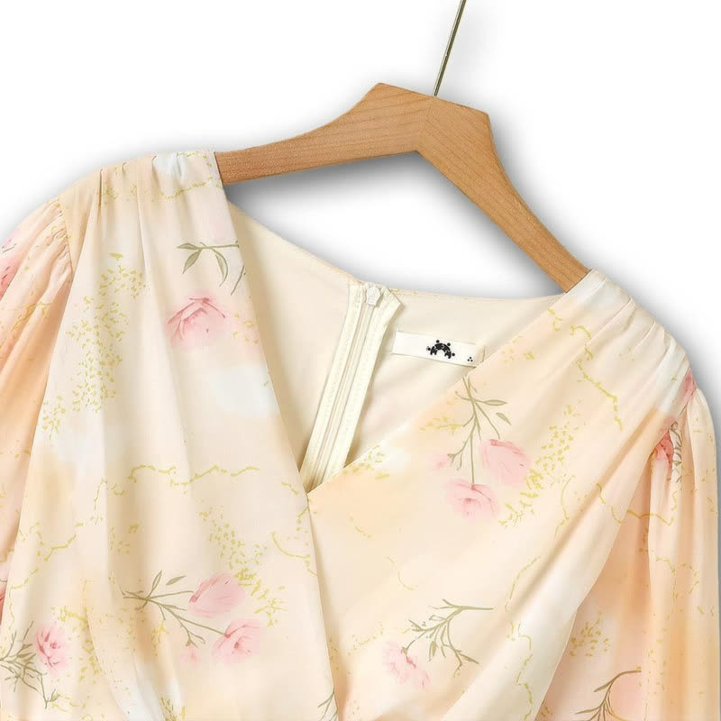 Robe longue portefeuille romantique à fleurs - image 2