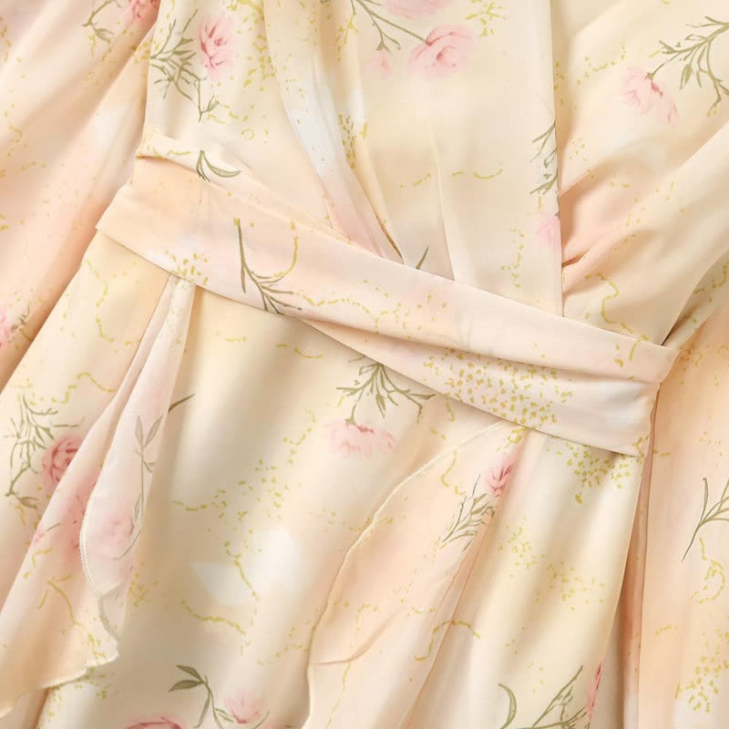Robe longue portefeuille romantique à fleurs - image 1