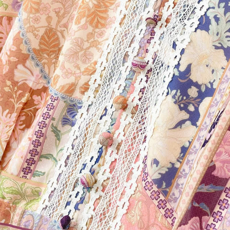 Robe midi vintage patchwork à fleurs - image 4