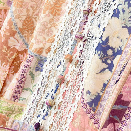 Robe midi vintage patchwork à fleurs - image 4