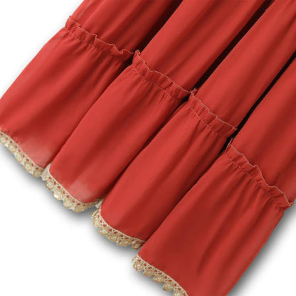 Robe maxi bohème à bordure en dentelle - image 3