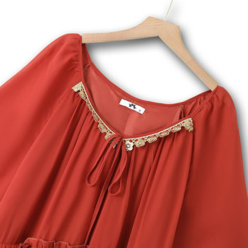 Robe maxi bohème à bordure en dentelle - image 1