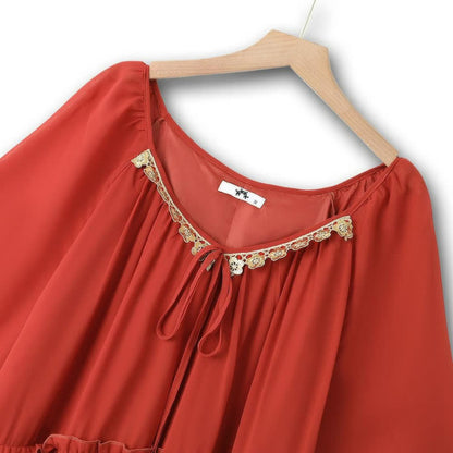 Robe maxi bohème à bordure en dentelle - image 1