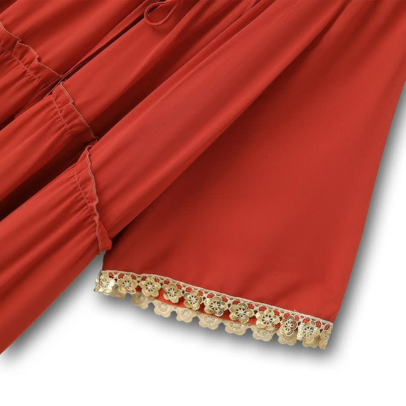 Robe maxi bohème à bordure en dentelle - image 2