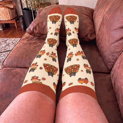 Chaussettes de compression grande taille Automne Chat Grenouille - image 3