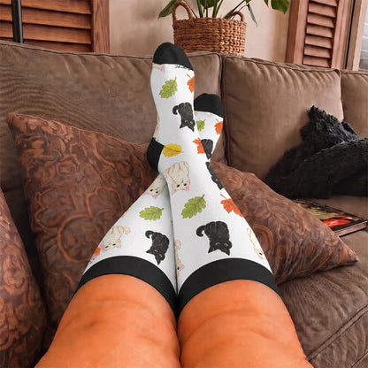 Chaussettes de compression grande taille Automne Chat Grenouille - image 1