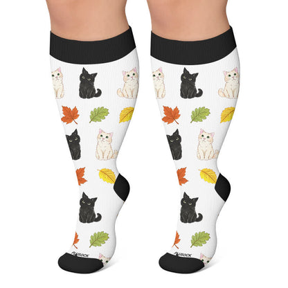 Chaussettes de compression grande taille Automne Chat Grenouille - Blanc - 4XL - image 5