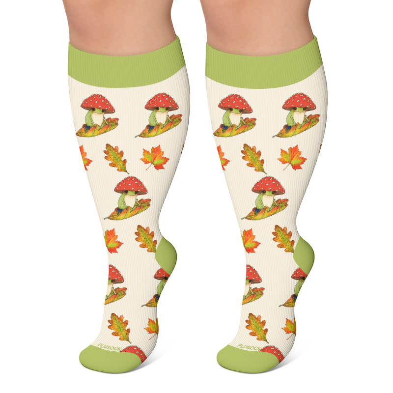 Chaussettes de compression grande taille Automne Chat Grenouille - Vert - 4XL - image 6