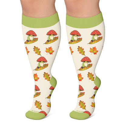 Chaussettes de compression grande taille Automne Chat Grenouille - Vert - 4XL - image 6