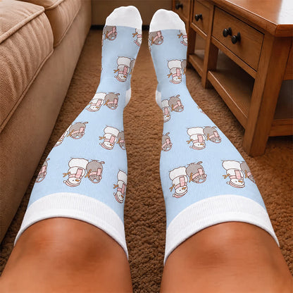Chaussettes de compression grande taille bonhomme de neige chat - image 3
