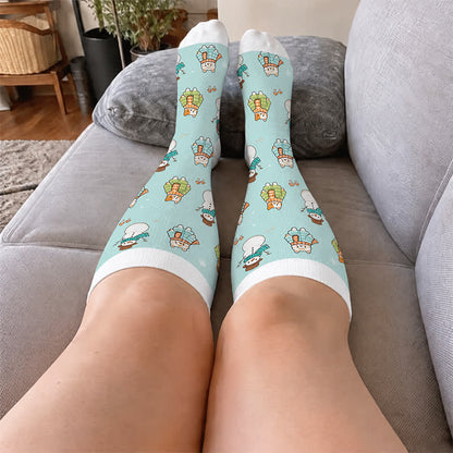 Chaussettes de compression grande taille bonhomme de neige chat - image 1