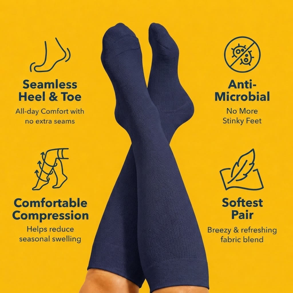 Chaussettes de compression en bambou bleu marine grande taille - image 3