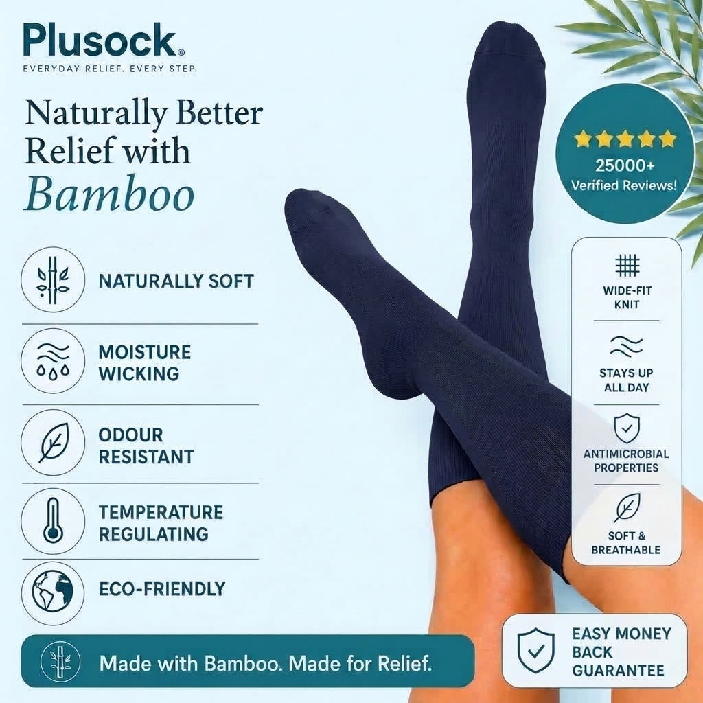 Chaussettes de compression en bambou bleu marine grande taille - image 4