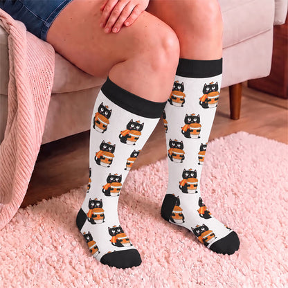 Chaussettes de compression grande taille Coffee Cat - image 2