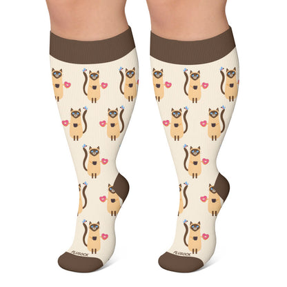Chaussettes de compression grande taille Coffee Cat - Abricot - 4XL - image 6