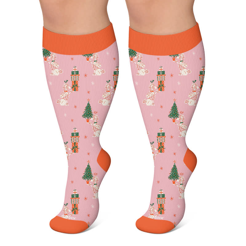 Chaussettes de compression grandes tailles pour Noël et les animaux - Rose - 4XL - image 4