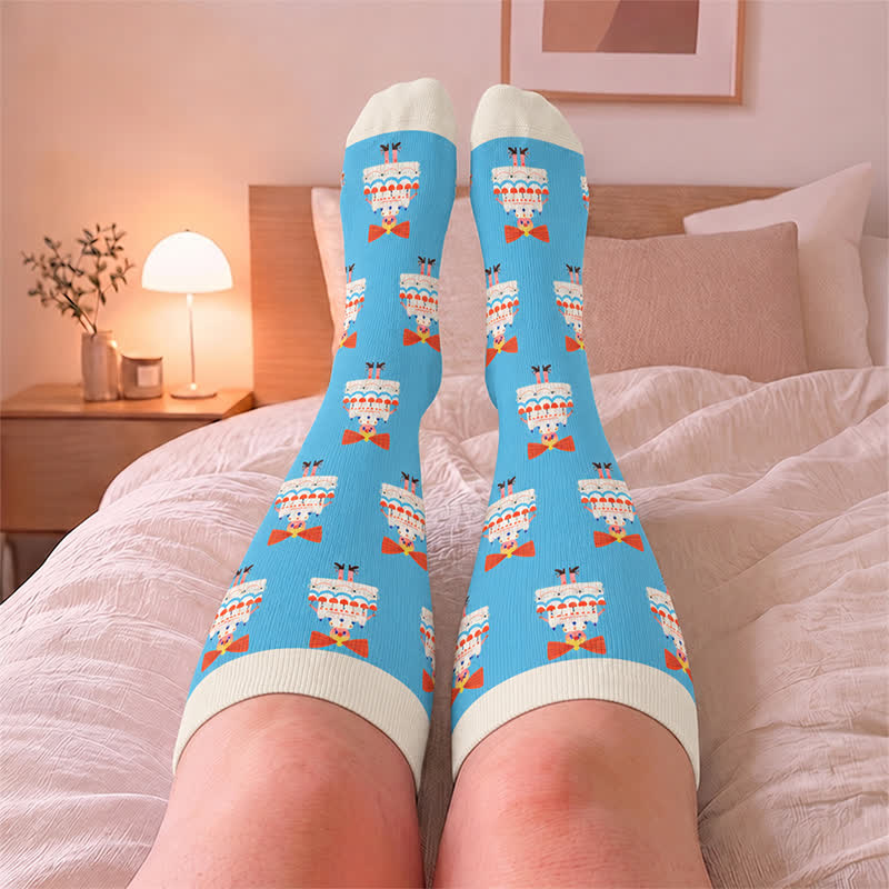 Chaussettes de compression grandes tailles à imprimé dessin animé amusant - image 1