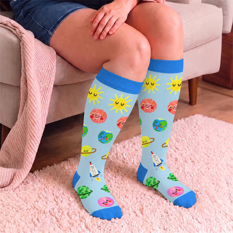 Chaussettes de compression grandes tailles à imprimé dessin animé amusant - image 3