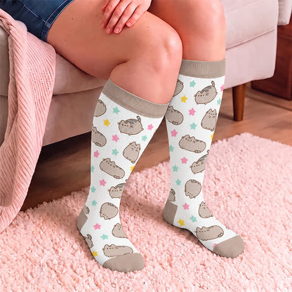 Chaussettes de compression grandes tailles à motif chat et lapin - image 1