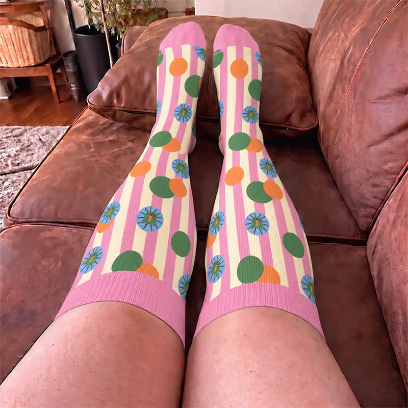 Chaussettes de compression grandes tailles à motif chat et lapin - image 2