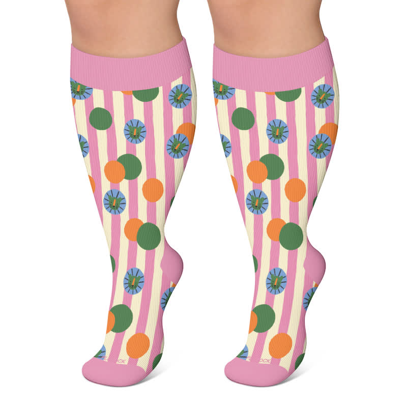 Chaussettes de compression grandes tailles à motif chat et lapin - Violet - 4XL - image 5