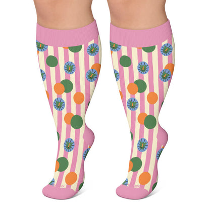 Chaussettes de compression grandes tailles à motif chat et lapin - Violet - 4XL - image 5