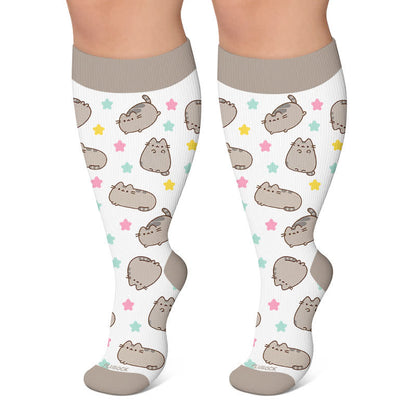 Chaussettes de compression grandes tailles à motif chat et lapin - Blanc - 4XL - image 4