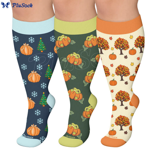 Chaussettes de compression grande taille citrouille flocon de neige grenouille - image 0
