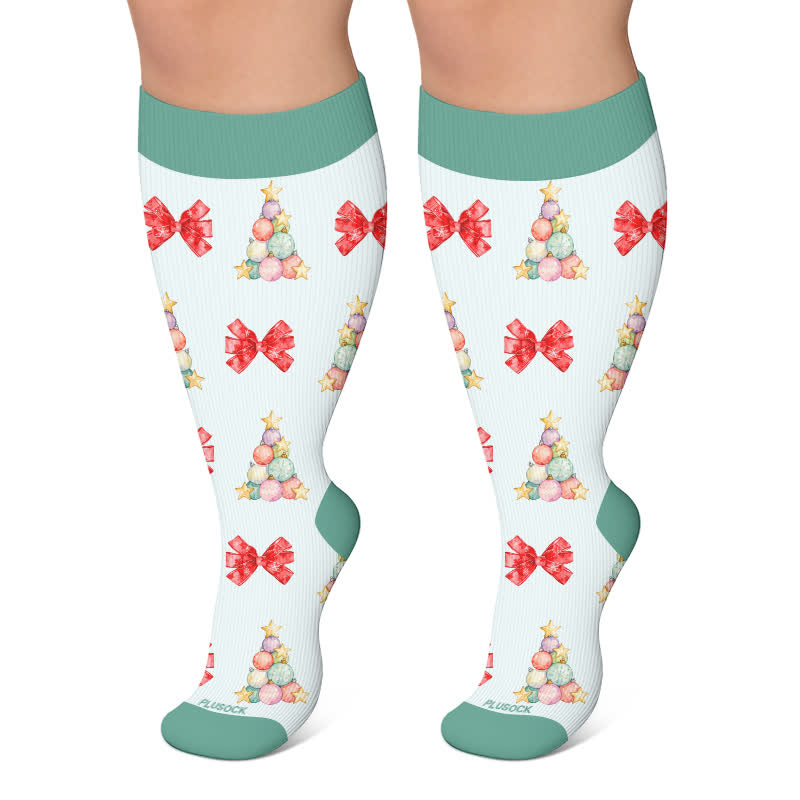 Chaussettes de compression grandes tailles à motif de Noël - Bleu - 4XL - image 4