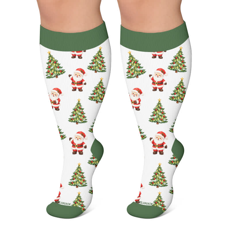 Chaussettes de compression grandes tailles à motif de Noël - Vert - 4XL - image 5