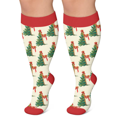 Chaussettes de compression grandes tailles à motif de Noël - Rouge - 4XL - image 6