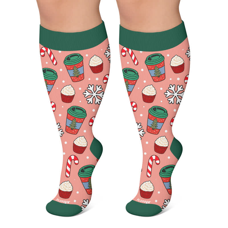 Chaussettes de compression grandes tailles pour boissons de Noël - Rouge - 4XL - image 5