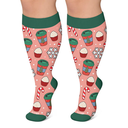 Chaussettes de compression grandes tailles pour boissons de Noël - Rouge - 4XL - image 5